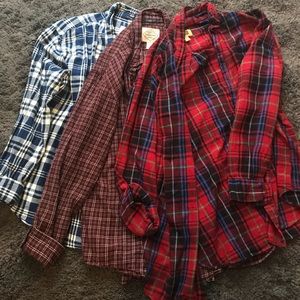 3 plaid flannel shirts